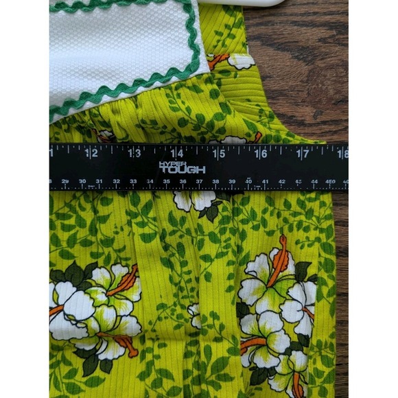 Vtg Sunbabies Hawaiian Lime Green Floral Hibiscus Sleeveless Dress Sz S/M READ - Picture 7 of 9